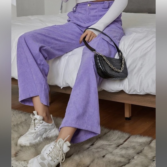 SHEIN Lavender Purple Corduroy Wide Leg Pants - Picture 7 of 7